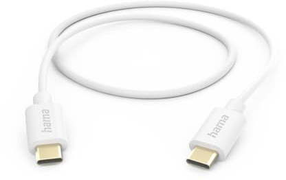Hama Ladekabel, USB C auf USB C, 1m, Schnellladung | Handy Ladekabel weiß, Datenkabel, USB Kabel, Handykabel, USB Typ C, USB-C, vergoldete Stecker, maximal kompatibel