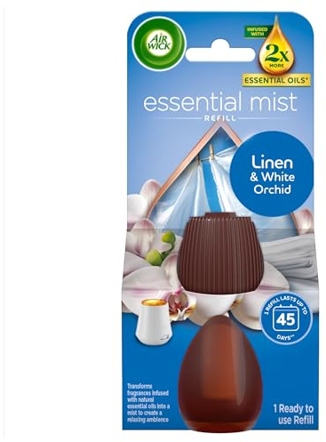 Air Wick Essential Mist Refills| Eliminates Odour and long lasting fragrance|Fragrance : Linen & Petals | Contains : 1 Refill| Usage: Lasts Upto 45 Days