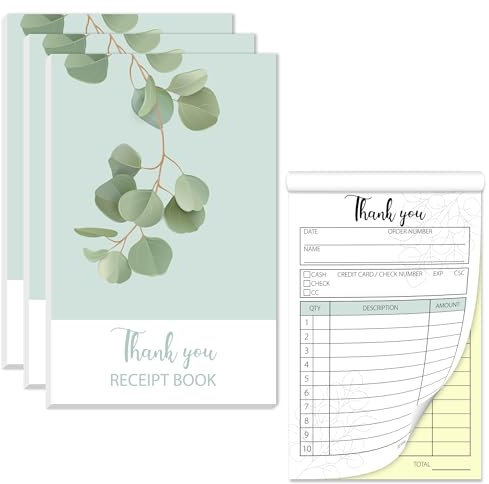 Lesnala 3pcs 2-Part Invoice book Colored carbon free order book Purchase receipt book for small business Which can use in Store Warehouse Office Restaurant （50 sets）White/Yellow 3.54 x 5.51 inch