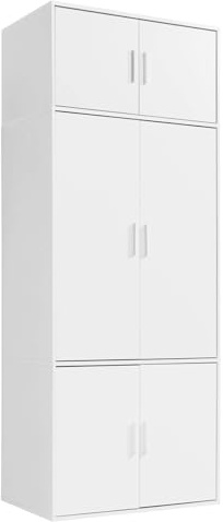 mokebo Kleiderschrank 234cm Höhe in Weiß 4-türig mit Fächern 'Der Grenzenlose', deckenhoher Schlafzimmerschrank, Garderobenschrank, Drehtürenschrank o. Schrank Holz in 90x234x58 (BxHxT)