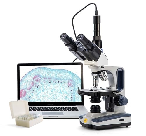 SWIFT 40X-2500X Trinocular Compound Lab Microscope with 3MP Camera and Slides, Mechanical Stage, Abbe Condenser