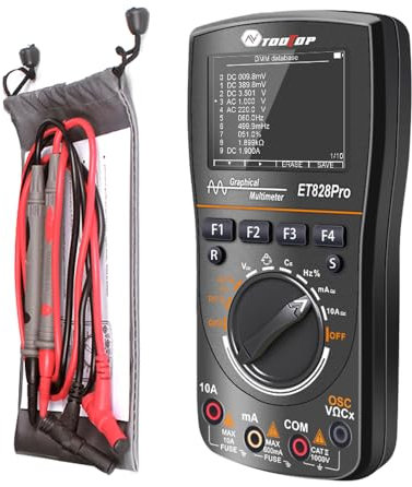 ET828PRO 2-in-1-Oszilloskop-Multimeter, 50 Msps Abtastrate, 10 Bandbreite, Hand-Oszilloskop-Messgerät, 2,4-Zoll-Farbdisplay, 6000 Zählungen, Spannungs-, Strom-, Widerstands-,