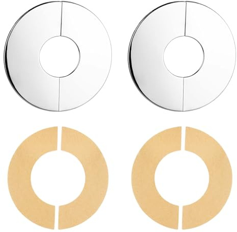 2 Pezzi Flangia Divisa a Parete Rotonda, 52mm Copertura per Tubi Autoadesiva Acciaio Inossidabile Piastre di copertura Idrauliche Rosetta per Rubinetto per WC Cucina (Argento)