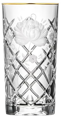 ARNSTADT KRISTALL Longdrinkglas Wasserglas Sunrose Gold (13,5 cm) Kristallglas · mundgeblasen · von Hand geschliffen · 24 Karat Goldrand