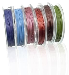 Creative-Beads 6 Rollen a 5,00m, Schmuckdraht Edelstahldraht Stahlseil 0,4mm mit Nylon ummantelt bunt gemischt für Kette Armband Schmuck selber machen