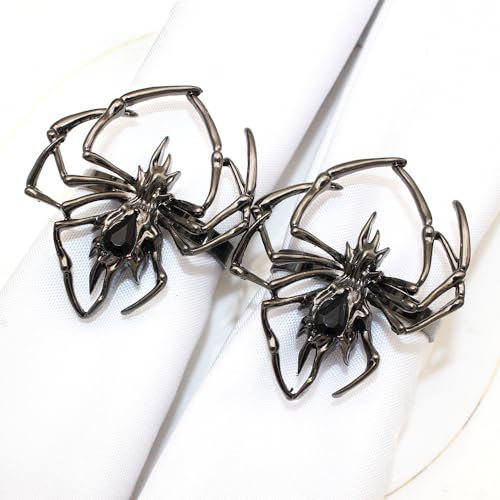 Halloween-Serviettenringe, Dekoration, 4 Stück, Metallringe für Zuhause, Geburtstag, Party, Abendessen, Tischgeschenke, Zubehör, Halloween, Bar, Abendessen, Kostüm, Dekoration (schwarze
