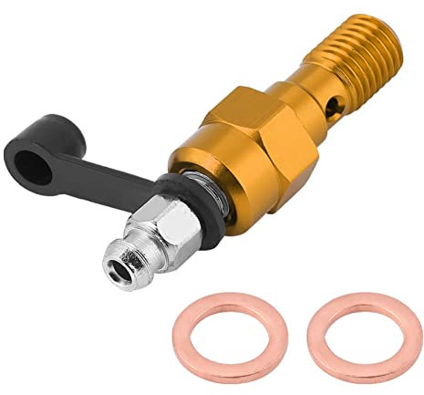 N M10 x 0 mm Motorrad-Hauptbremssattel-Entlüftungsschraube Banjo-Nippel Staubrot (Gold) Aluminium eloxiert effektive Bremsenentlüftung einfache Endgültige Verkaufsargumente