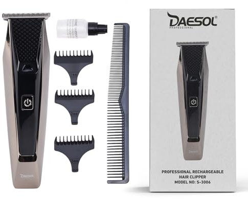 DAESOL PROFESSIONAL Beard Trimmer for Men - 90 Min Usage Waterproof Head Cordless Hair Clipper - Rechargeable Electric Razor for Wet & Dry Face & Body - Adjustable Mens Grooming Shaver Kit with Combs