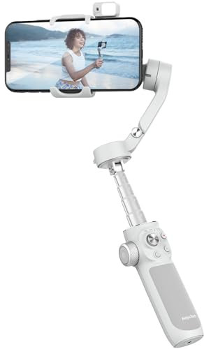 FeiyuTech VB4 2024 Kit- Estabilizador de móvil 3 Ejes con Barra Extensible, luz y Seguimiento Inteligente, Compatible con iPhone 15/14 y Samsung S23, Ideal para Vlogs, TikTok y Youtube