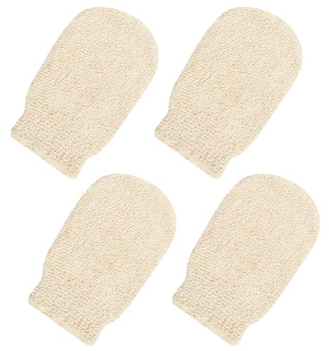 Peeling-Handschuhe aus natürlichem Hanf, Peeling-Handschuhe, Körperdusche, Peeling-Handschuhe, Bade-Reinigungshandschuhe, Duschhandschuhe, Badezubehör, 4 Stück