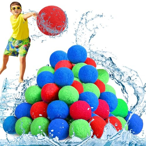 XIEXIESHER 30/40/50 Piezas de Globos de agua Reutilizables, Bolas de agua Para Salpicaduras, Bolas de agua para niños Adultos,Juguetes de Piscina y Playa, Bombas de agua para trampolín, Playa (40)