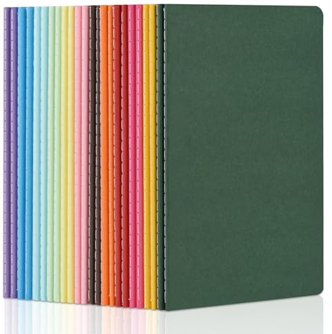 ZCZN Anteckningsbok A5 24-pack, tomma anteckningsböcker med 30 ark/60 sidor för daglig ritning anteckningar studie agenda - 12 blandade färger