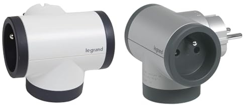 LEGRAND - Fiche rotative 2x2P+T latérales 16A 230V 3680W avec USB A+C - blanc/gris foncé avec Fiche rotative 2x2P+T latérales 16A 230V 3680W avec USB A+C - alu/gris foncé