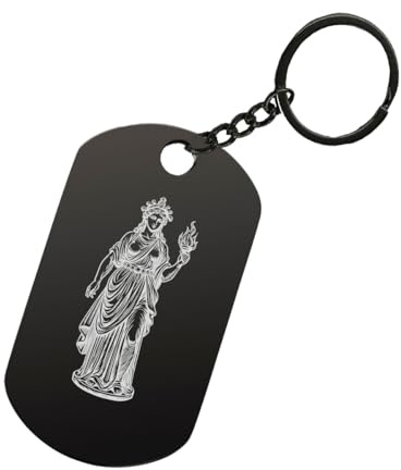 Hestia Hundemarke, griechische Göttin, lasergraviert, Stahl, Schlüsselanhänger, Schwarz