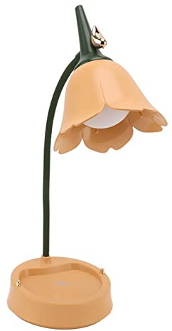 Asixxsix Lampada da scrivania a LED a forma di fiore, lampada da tavolo dimmerabile, lampada da lettura, lampada da tavolo senza fili, luce da comodino con collo d'oca regolabile (ORANGE)