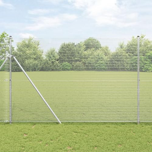 Snsowed Recinzione in Filo Saldato con 13 Post 1,5x50 m Acciaio Zincato,Reti di Acciaio zincato,Recinzione in Filo-3351653