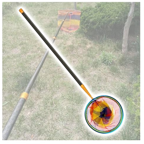 Extendable Fishing Landing Net, Telescoping Long Handle for Saltwater Freshwater, Compact Design for Pond Lake River, Ideal for Dog Cat Chicken Control