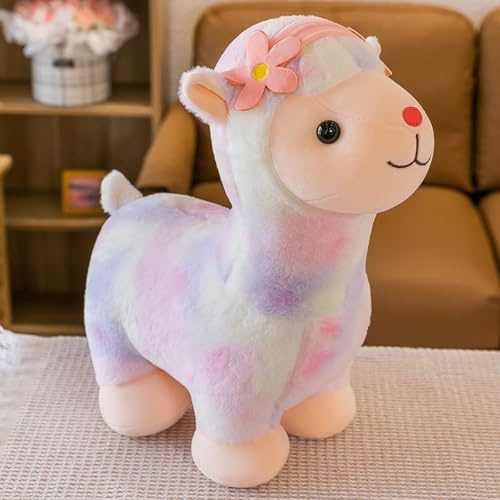 Uixxducc Alpaka Kuscheltier, Süß Stand Alpaka Plüschtier, Weiche Lama Plüsch Spielzeug Alpaka Kissen Stofftier, Geschenk für Kinder Mädchen Jungen (35cm,Rosa)