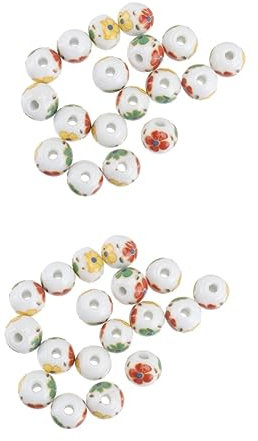 Housoutil 2 Set Perline Decorative Ceramica Per Bracciali Fai Da Te Con Design E Forma Rotonda Materiale Sicuro Per Creazioni Unici E Alla Moda 50 Pezzi * 2
