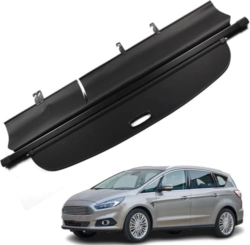 WEIQQI pour Ford S-Max 2015-2018 Cache-Bagages, Housse Colis Cargo Couverture De Cargaison Étagère Arrière Rétractable De Coffre