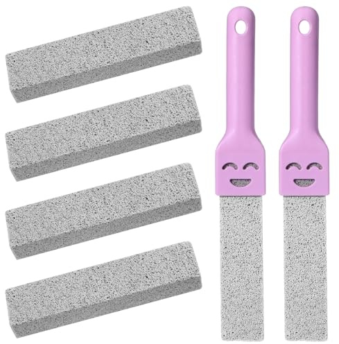 Classicseali 4pcs Pumice Stone Toilet Cleaner,Pumice Stone for Cleaning, with 2 Pink Face Handles, a Cleaning Stones for Cleanings Toilets, Ovens, Pools, Grills, and Bathtubs