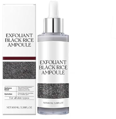 2025 nueva ampolla exfoliante de arroz negro blanco para la cara, pelar suavemente, hidratar profundamente con suero minimizante de poros, exfoliante de arroz resplandeciente, tratamiento de cáscara