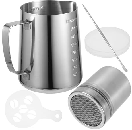 SHINEOFI Pichet Mousseur Lait Inox avec Double Graduation Pot Lait pour Café Cappuccino Espresso Professionnelle