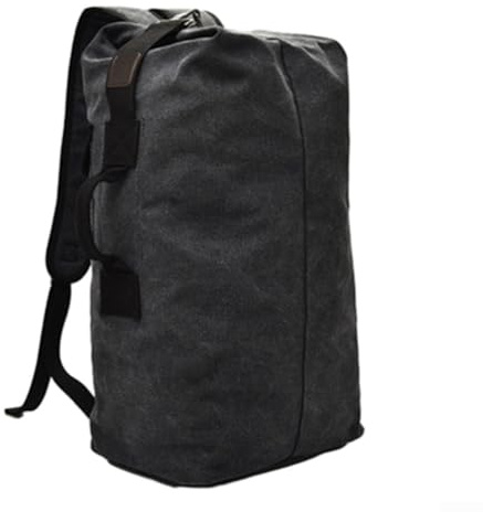Yuanpgky Rucksack aus Segeltuch mit großer Kapazität für Outdoor, Camping, Wandern, Stil Seesack mit doppelten Schultergurten, mehrere Taschen, 45 x 26 x 20 cm/55 x 30 x 20 cm (Schwarz A)