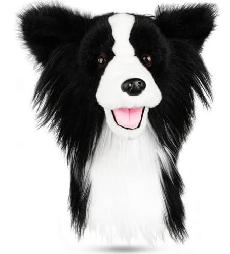 Craftsman Golf Lifelike Border Collie Dog Soft Realistic Plush Animal Driver Fairway Wood Cover Headcover Golfer Gifts for Men Women
