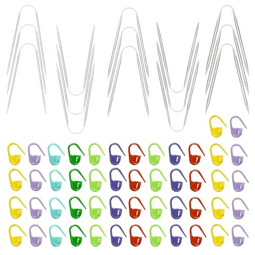 15 Stück Rundstricknadeln und 50 Markierer Set, Stricknadeln set | Praktisch stricknadeln Set, undstricknadel für Geeignet zur Herstellung von Socken Mützen Schals. Praktisch für den.