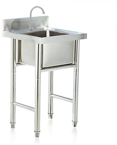 Évier utilitaire en acier inoxydable pour intérieur/extérieur, idéal pour garage et buanderie (50 cm), durable et fonctionnel