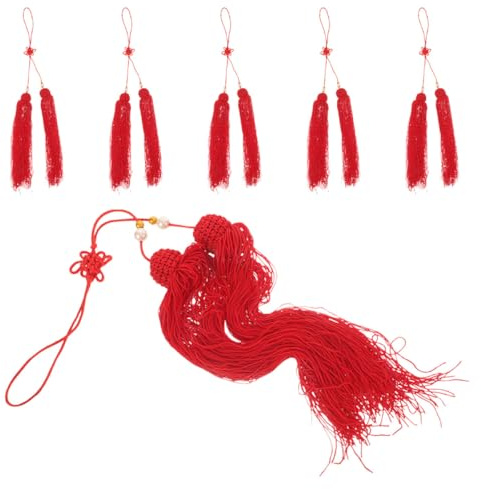 Homoyoyo 6 Piezas Borlas Colgantes para Espada China Tai Chi, Borla Vibrante Roja, Adorno Decorativo para Competición de Artes Marciales, Accesorio Resistente para Armas Deportivas