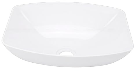 Acouto Acryl-Waschbecken für Wohnmobile, Robustes, Kratzfestes Waschbecken mit Versenktem Abfluss Zur Aufsatzmontage, 39,6 X 29,8 X 14,3 Cm, weiß, für Wohnmobil, Boot, Küche,