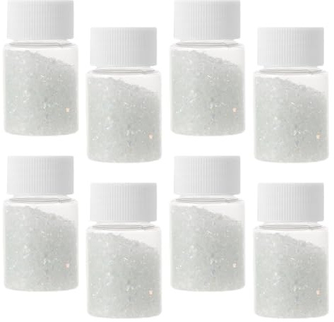 SEWACC 8 Botellas de Grava de Vidrio Triturado Blanco para Manualidades y Decoración del Hogar Acabados Vibrantes y Uso Versátil en Proyectos de Jardín