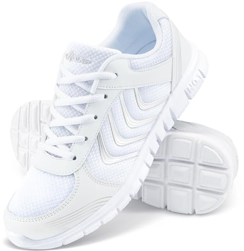 Alicegana Womens Comfortable Walking Shoes: Lightweight Breathable Womens Sneakers for Daily Walks - Non Slip Casual Tennis Shoes for Work Commuting White