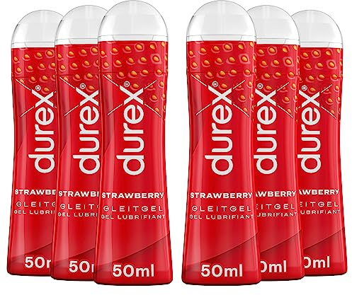 Durex Gleitgel wasserbasiert mit Erdbeergeschmack Durex Play Sweet Strawberry 6x 50ml in praktischer Dosierflasche