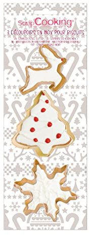 Scrapcooking 2076 3 Stainless Steel Cutters Golden Flakes/Fir/Reindeer