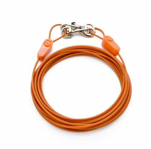 IntelliLeash Cables de amarre para perros de 20 pies, fuertes, seguros y duraderos para perros pequeños de hasta 35 libras, cable galvanizado resistente a la intemperie y al desgaste para uso exterior