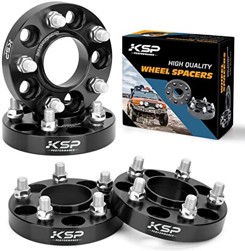 KSP 5X4.5 Wheel Spacers for Mustang Explorer, 1 inch 5x114.3mm Tire Spacers Adapters 25mm Thick 70.5mm Hub Bore with M14x1.5 Thread Pitch Fit for 2015-2024 Ford Mustang GT500 GT350 Mach 1 Black 4PCS