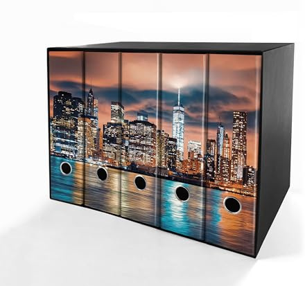Set da 5 raccoglitori ad anelli - NEW YORK (H31 cm con 4 anelli) Multicolore