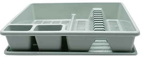 CABLEPELADO Escurreplato de plastico, Escurridor de Platos, Escurridor Fregadero 2 módulos, con Bandeja Anti-Goteo, Plástico, 49 cm de Ancho x 39 cm de Fondo x 10 cm de Altura, Verde Claro