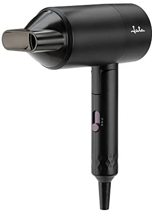 JATA JBSC1430 - Secador de Pelo de Viaje 2200W con Mango Plegable – 2 Velocidades y Temperaturas, Protección Contra Sobrecalentamiento, Estuche Semirrígido y Toalla Turbante de Microfibra – Compacto