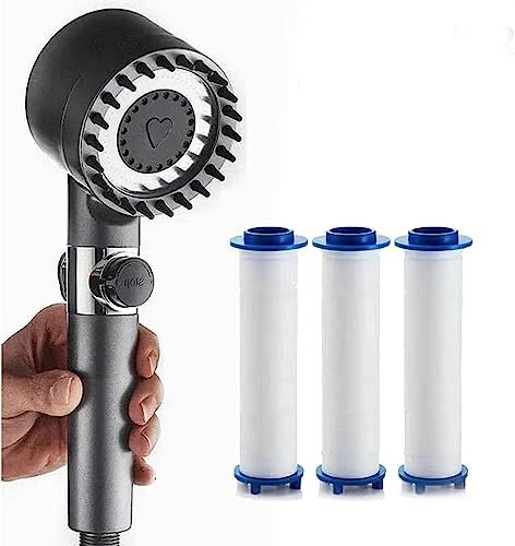 Douche de massage multifonction - 3 modes de massage et beauté de la peau - pomme de douche multifonction haute pression réglable avec filtre d'économie d'eau PP