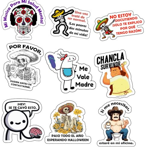 Calcomanía divertidas de memes españolas para adolescentes, adultos y niños, paquete de vinilo para MacBook, iPhone y botellas de agua