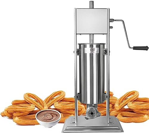 Churro Maker Manuale Commerciale,Macchina Churrera Spagnola Verticale in Acciaio Inossidabile, con Serbatoio da 5 Litri E 4 Ugelli,Facile Smontaggio,Adatto per Uso Domestico E Commerciale
