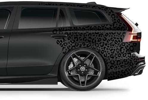 Finest Folia 6er Set Leopard Muster Aufkleber DIN A4 Schwarz Glanz für Auto