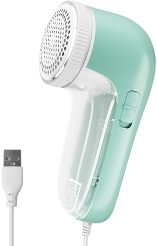 Eliminador de pelusa eléctrico, afeitadora de tela WASAGA para ropa, suéter, removedor de pompones, afeitadora, abrigo, cortapelos para ropa, eliminación rápida y eficaz (verde)