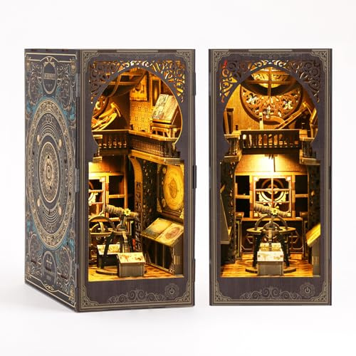 DIY Book Nook Kit-Booknook Maison de Poupée Miniature avec Meubles avec lumière LED, Puzzle 3D en Bois, Serre-Livres d'art Kits de modèles pour Adultes à Construire (Musée Astrologique)