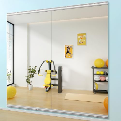Hasipu 2PCS Ganzkörperspiegel 200x90cm, Spiegel Fitnessraum groß, Wandspiegel Spiegel Tanzspiegel, Gehärtetes Glas Rahmenlose für Garage, Fitnessstudio, Zuhause Yoga