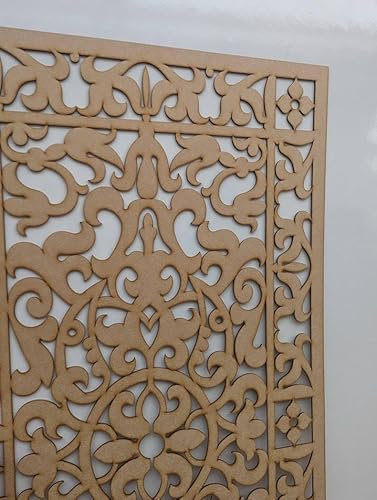 Wooden mesh decoratie Panel, Wall partition, Radiator Cover Grille, Cut-Outs, Kitchen Furniture, Laser Cut in 3mm Thick MDF (Size 1200mm x 610mm) Pattern G20A. Made in The UK. (unprimed)